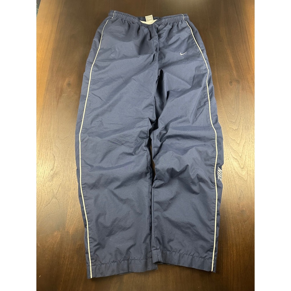 Nike Vintage Navy Blue Windbreaker Track Pants Embroidered Swoosh Mens Medium
